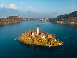 Image showing Island on Lake Bled in Slovenia, with the Church of the Assumption