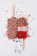 Image showing Two ice cream on stick