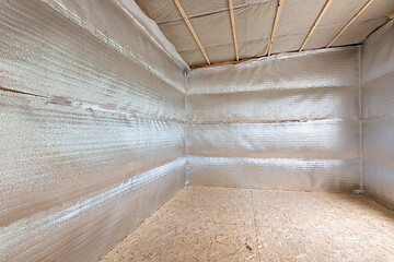 Image showing Wall insulation with reflective foamed polyethylene laminated with lavsan