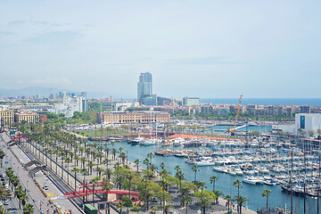 Image showing BARCELONA, SPAIN - MAY 6, 2014: Barcelona from above. View to the Port Vell