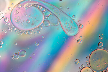 Image showing Rainbow abstract background picture made with oil, water and soap