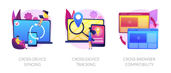 Image showing Cross-device using and operation vector concept metaphors.