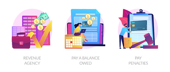 Image showing Tax payment stages vector concept metaphors.