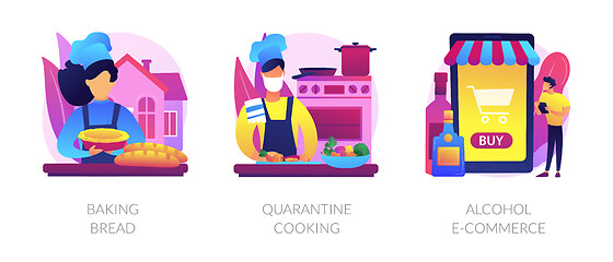 Image showing Homemade food and delivery abstract concept vector illustrations.