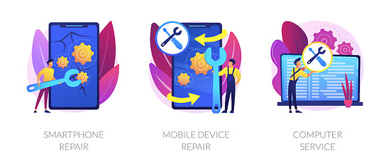 Image showing Personal device repair services vector concept metaphors.