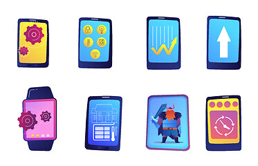 Image showing Smartphone vector illustrations set.