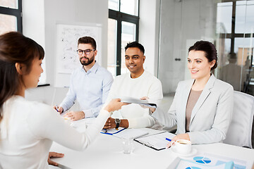 Image showing recruiters having job interview with employee