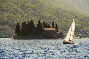 Image showing Sailing boat and Gospa od Skrpjela