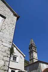 Image showing St Nicholas church in Perast clock tower