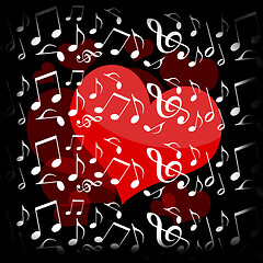 Image showing Heart and music in the night