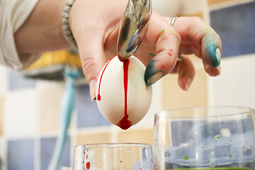 Image showing Dying of the eggs for Easter