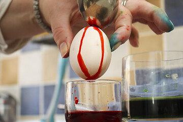 Image showing Dying of the eggs for Easter