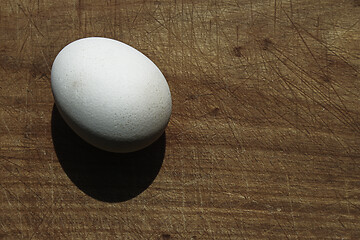 Image showing Egg on wooden board