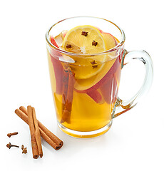 Image showing green tea with apple and lemon