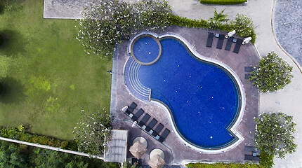 Image showing Aerial view of swimming pool