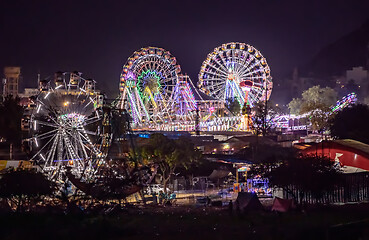 Image showing Lighting Ferris wheel in the night