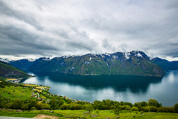 Image showing Aurlandsfjord Town Of Flam Norway. Beautiful Nature Norway natur