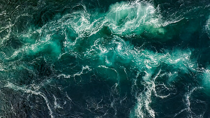 Image showing Waves of water of the river and the sea meet each other during h