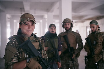 Image showing soldier squad team portrait in urban environment