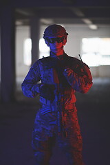 Image showing modern warfare soldier in urban environment