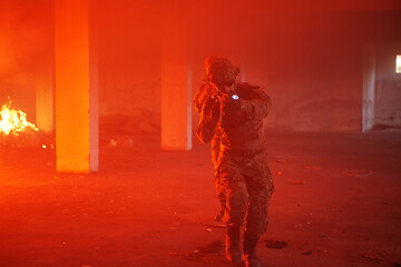 Image showing military troops in action urban environment