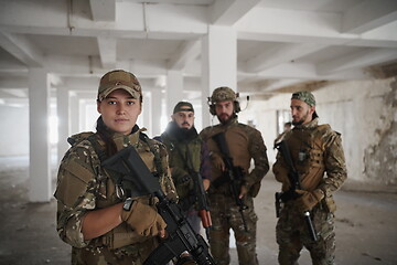 Image showing soldier squad team portrait in urban environment