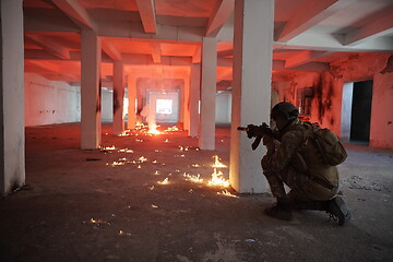 Image showing military troops in action urban environment