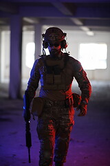 Image showing modern warfare soldier in urban environment