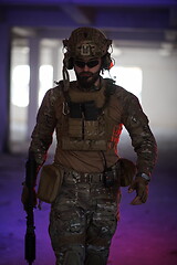 Image showing modern warfare soldier in urban environment