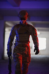 Image showing modern warfare soldier in urban environment