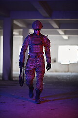 Image showing modern warfare soldier in urban environment