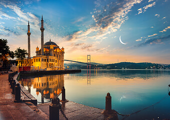 Image showing Mosque and Bosphorus bridge