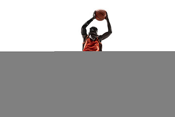 Image showing Full length portrait of a basketball player with ball