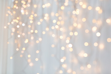 Image showing christmas garland lights over grey background