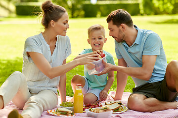 Image showing happy family having picnic at summer park