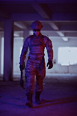 Image showing modern warfare soldier in urban environment