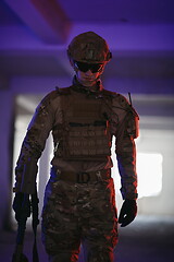 Image showing modern warfare soldier in urban environment