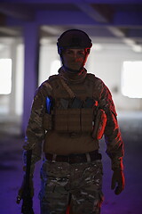 Image showing modern warfare soldier in urban environment