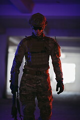 Image showing modern warfare soldier in urban environment