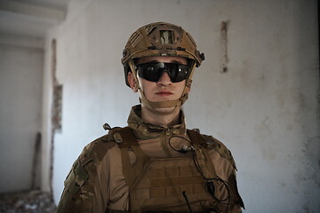 Image showing modern warfare soldier portrait in urban environment