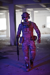 Image showing modern warfare soldier in urban environment