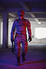 Image showing modern warfare soldier in urban environment