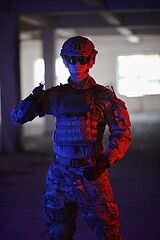 Image showing modern warfare soldier in urban environment