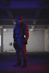 Image showing modern warfare soldier in urban environment