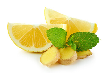 Image showing lemon, ginger and mint