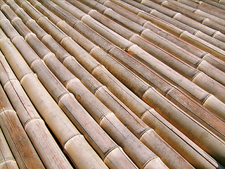 Image showing Bamboo floor in the street under sun beams