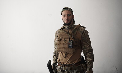 Image showing modern warfare soldier portrait in urban environment