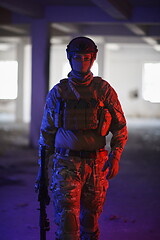 Image showing modern warfare soldier in urban environment