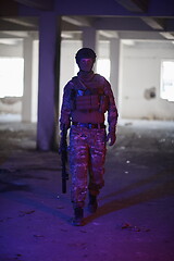 Image showing modern warfare soldier in urban environment