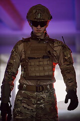 Image showing modern warfare soldier in urban environment